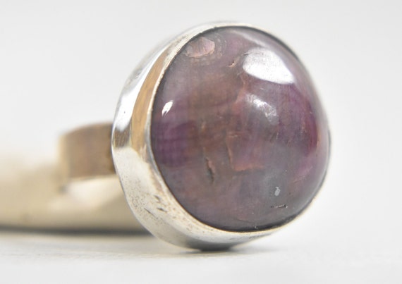 Ruby ring round bulky sterling silver boho women … - image 3