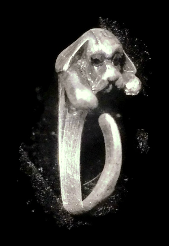 Vintage Dog Ring Size 4.50 sterling silver women … - image 2