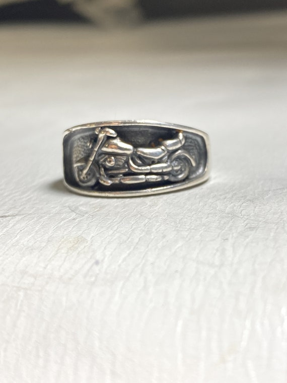 Motorcycle ring biker band sterling silver by Ott… - image 4