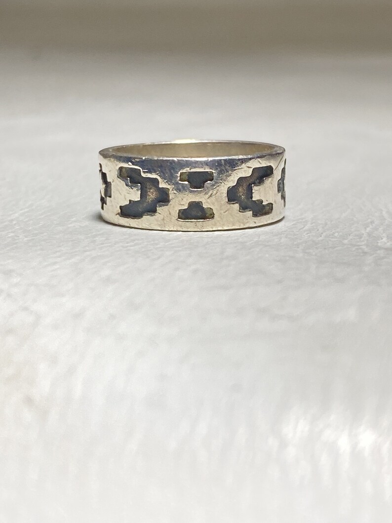 Tapestry ring southwest band sterling silver women men size 6.75