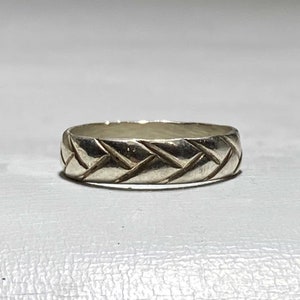 Rope ring woven band women men boys sterling silver size 7.50