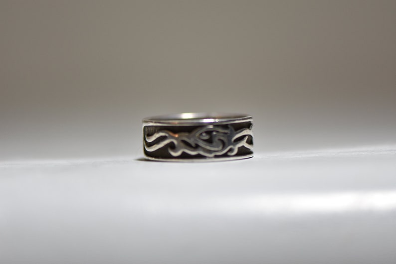 Flames Ring Thumb Band Sterling Silver Men Women Size 11.50