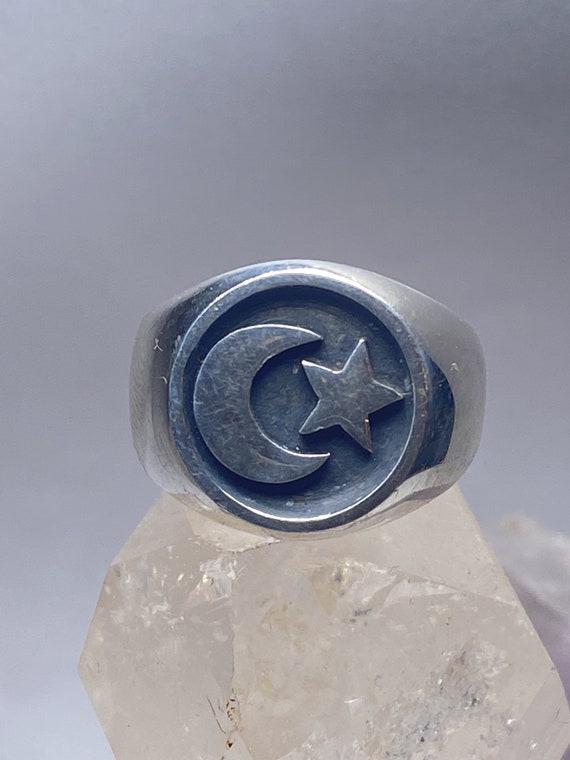 Sterling Silver Moon And Star Ring - Choose Your Color, .925 Pure Silver Jewelry