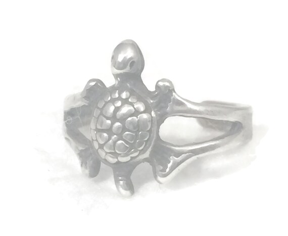 Vintage Sterling Silver Turtle Toe Ring - Size 2 - image 10