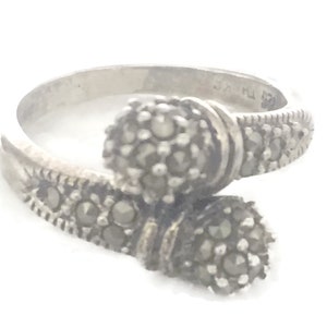 Art Deco Ring Size 7 Minus Art Deco Band Size 7 Marcasite Ring Marcasite Band Boho Ring Size 7 Sterling Silver Ring Bypass Ring Size 7