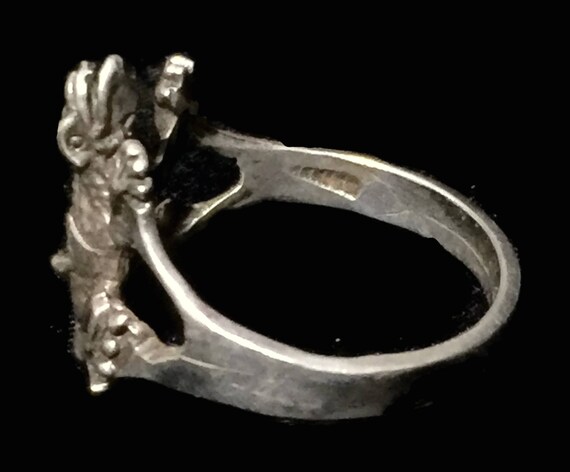 Vintage  lizard Ring Size 8.50 reptile sterling s… - image 9