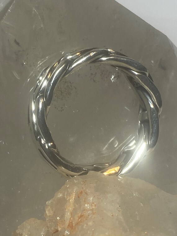 Bague Corde Tissée En Argent Sterling 925 - Taille 7.50 - Pour Femmes, Hommes, Garçons - Occasion Très Bon état