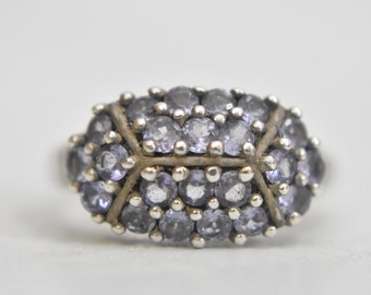 Lilac ring vintage light purple cocktail band women sterling silver  Size   8.75