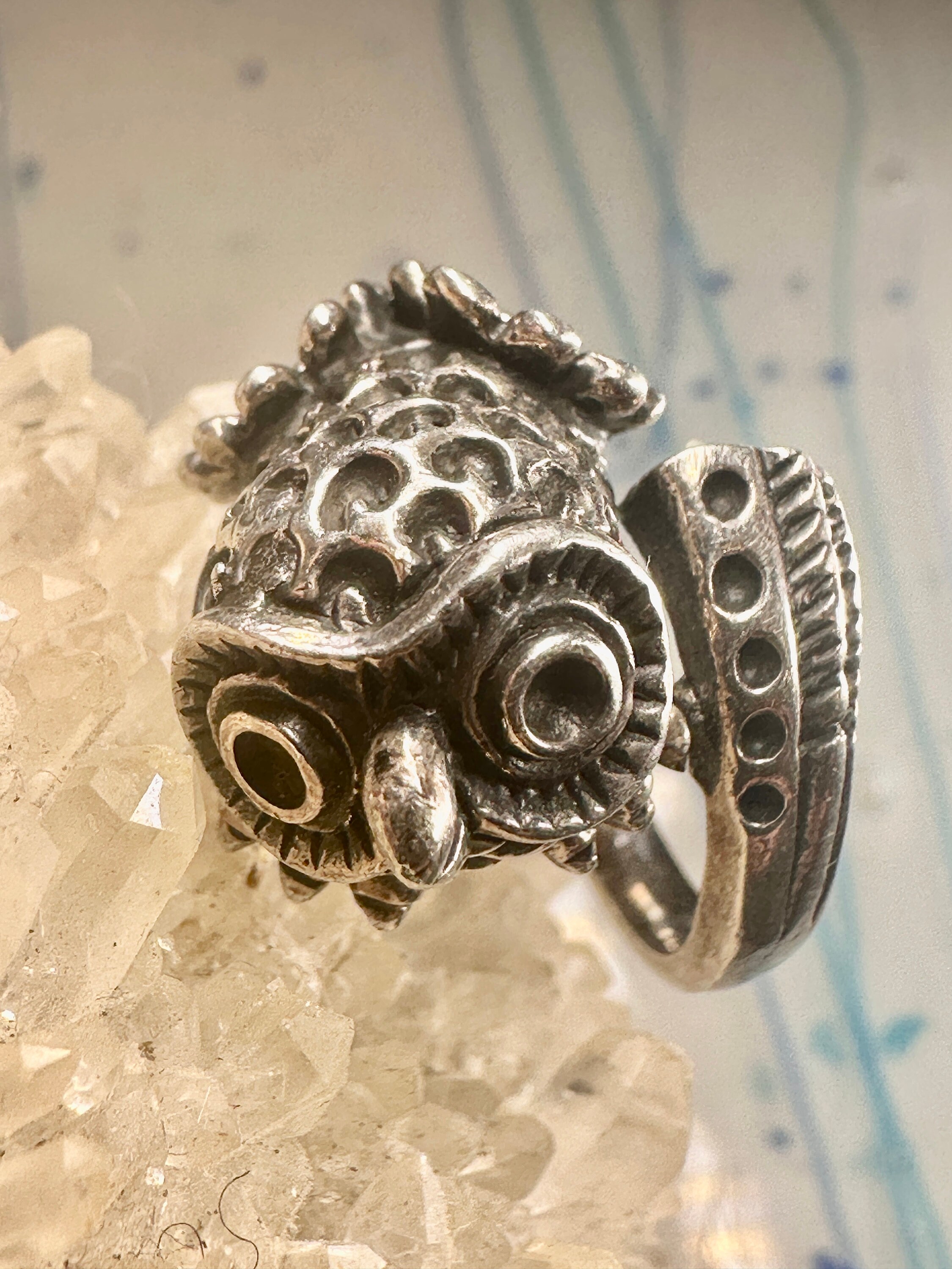 Owl ring size 8 bird band sterling silver women girls 