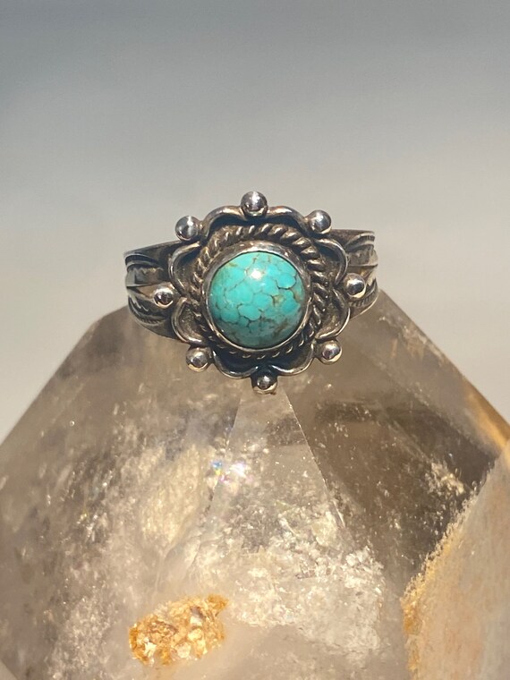 Turquoise ring Navajo southwest pinky sterling si… - image 1