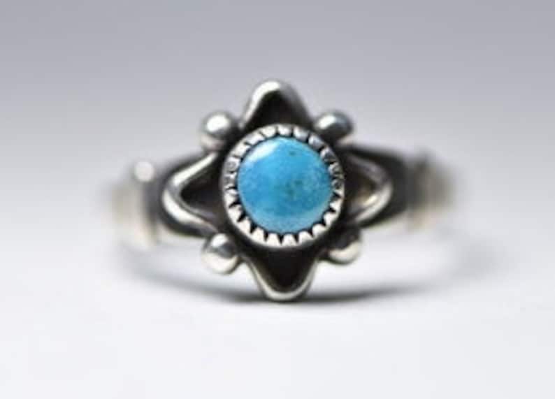 Navajo Ring Turquoise Baby Band Pinky Children Girls Sterling Silver Women Size 4