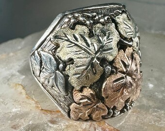 Black Hills Gold Ring Leaves Band Sterling Silver Size 9.25 Black Hills Gold Ring Leaves Band Sterling Silver Size 9.25