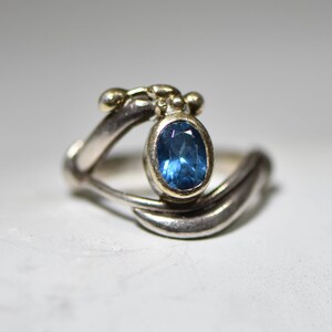 Beautiful Blue Ring Floral Vine Band Sterling Silver Women