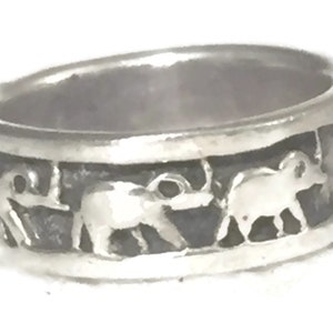 Vintage Elephant Ring Size 5 Plus Elephant Band Size 5 Pinky Ring Size 5 Pinky Band Size 5 Women Ring Size 5 Sterling Silver Ring Elephants