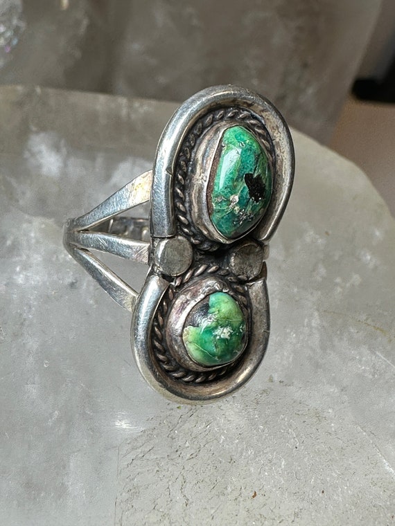 Turquoise ring size 7 Navajo double stones southw… - image 4