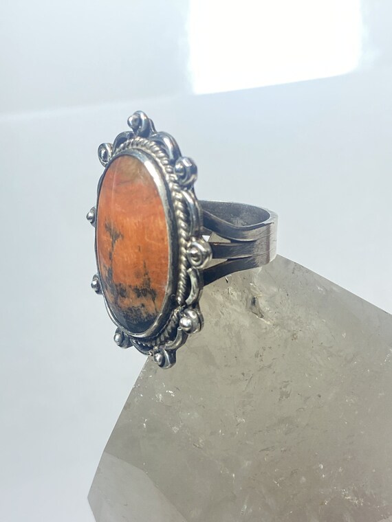 Agate ring Navajo petrified wood sterling silver … - image 6