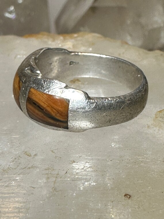 Petrified wood ring size 9 southwest band  sterli… - image 7