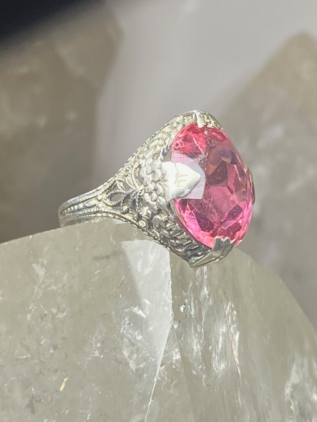 Pink Ice Ring Size 4.50 Art Deco Sterling Silver Women Girls Etsy