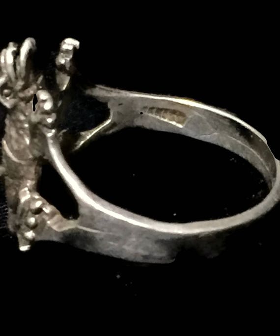 Vintage  lizard Ring Size 8.50 reptile sterling s… - image 8