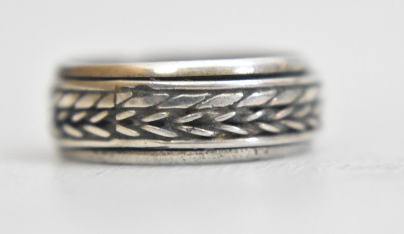spinner ring braided rope band sterling silver women biker boys girls size 5.25
