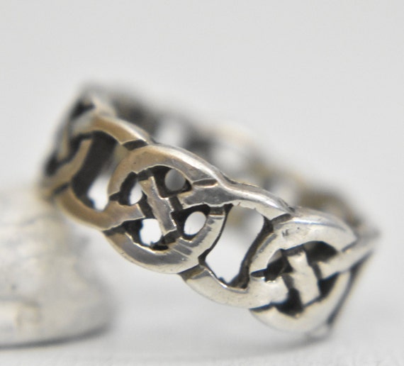 Celtic ring Irish knots woven thumb band sterling… - image 6