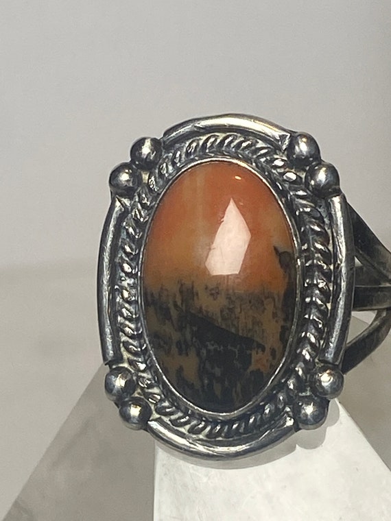 Agate ring petrified wood sterling silver southwe… - image 4