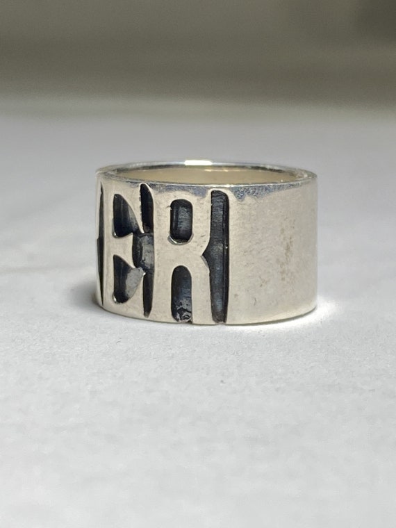 Biker ring BIKER band word Sterling Silver women … - image 6