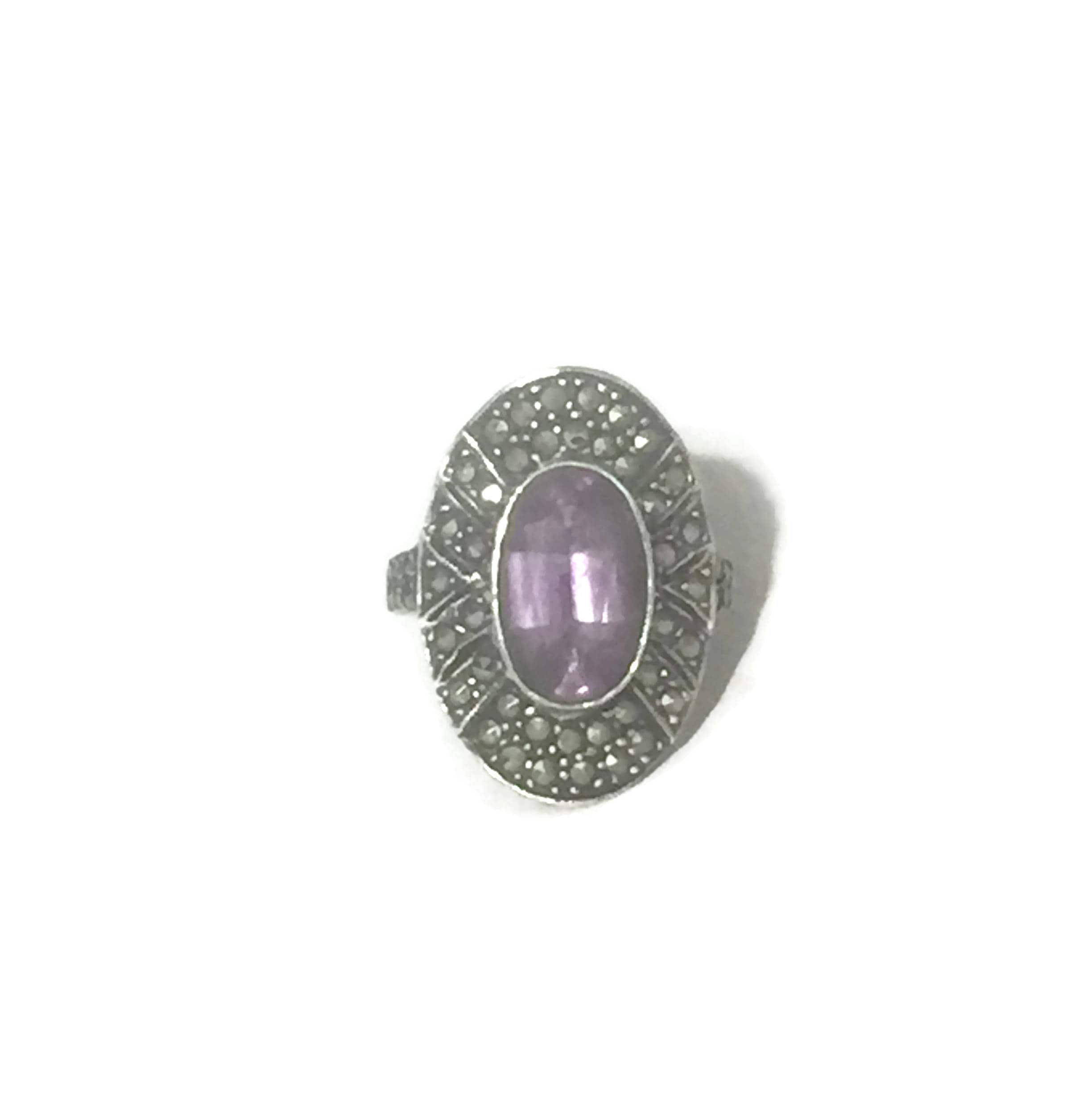 Bague Art Déco En Argent 925 Avec Marcassites - Taille 52, Neuve Avec étiquettes - Monture Filigrane
