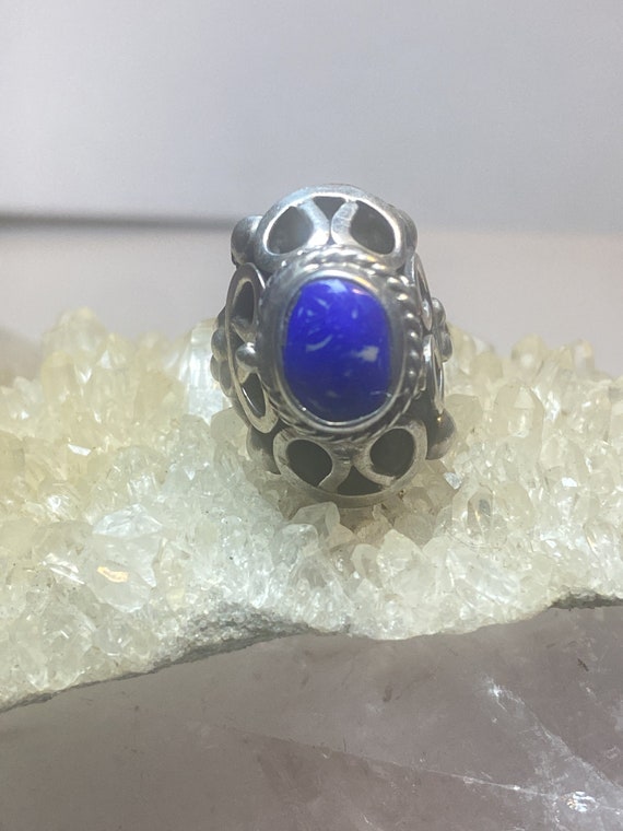 Poison ring blue lapis ? Mexico sterling silver p… - image 9