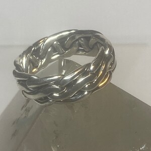 Rope ring solid band sterling silver women men  Size 7.75