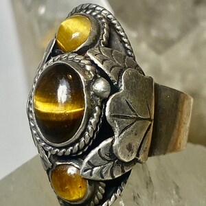 Tiger Eye ring size 6 adj poison Mexican  sterling silver women