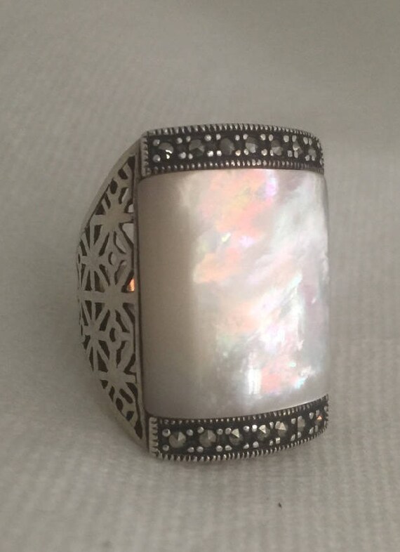 Vintage Sterling Silver Large Rectangular Mother … - image 6