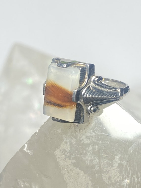 Agate ring Art Deco sterling silver women size 7.… - image 2