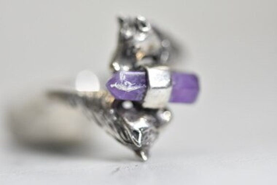 Horse Ring Purple Crystal Cowgirl Sterling Silver… - image 3