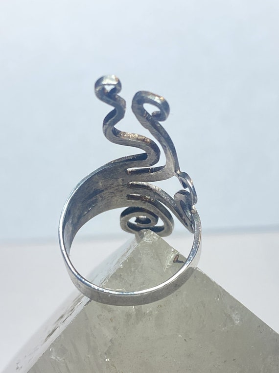 Fork design ring long wavy sterling silver women … - image 8