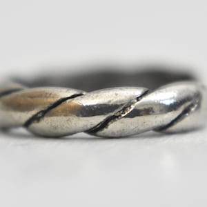 Rope Toe ring vintage sterling silver women Size 3.5 Adj