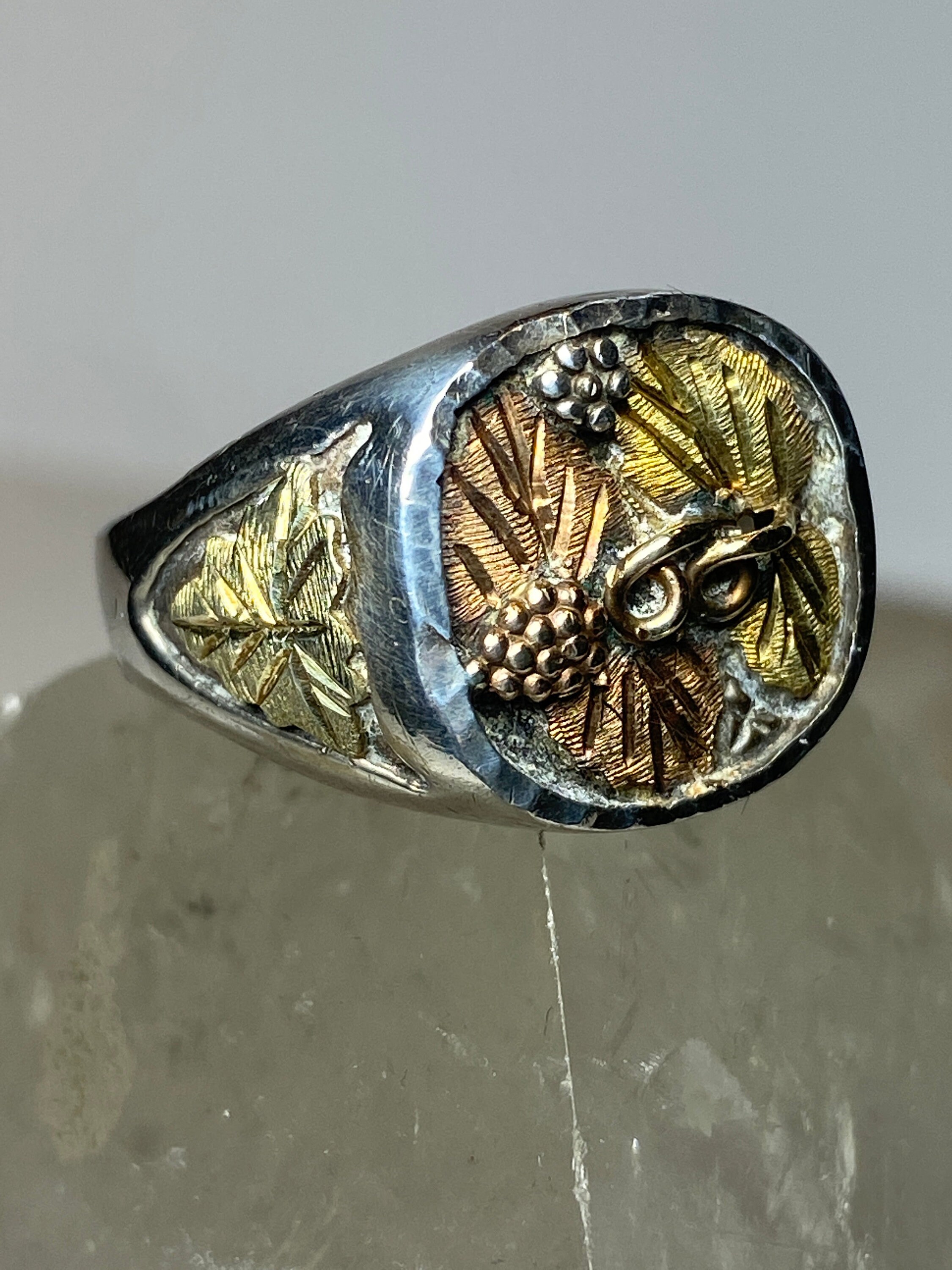 Black Hills Gold Ring Leaves Band Sterling Silver Women Mensize 10