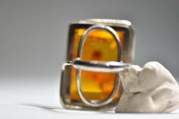 Amber Ring Art Nouveau Art Deco Sterling Silver W… - image 9