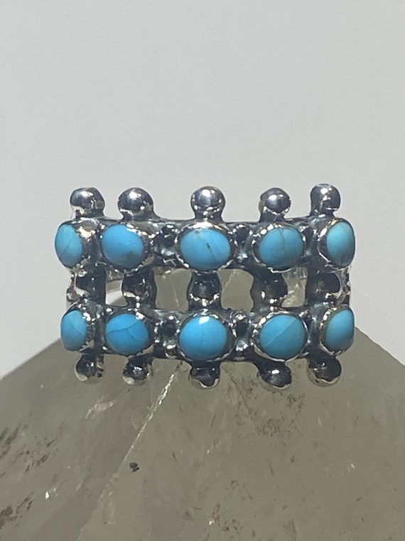 Turquoise ring man stones band sterling silver wo… - image 1