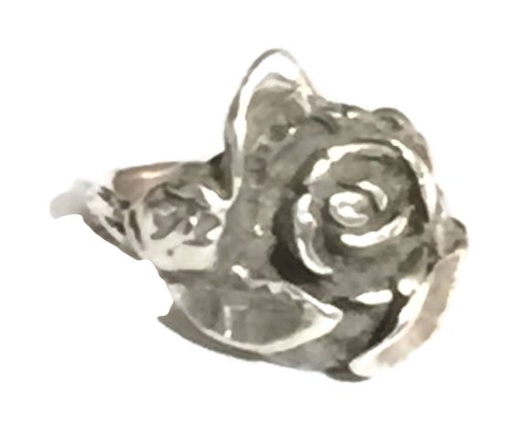 Vintage Sterling Silver Rose Ring - Size 5 Flower Band View 4