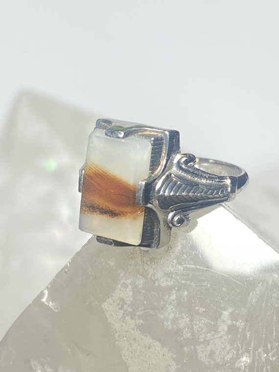 Agate ring Art Deco sterling silver women size 7.… - image 1