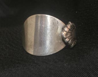 Spoon Ring Size 6 Plain  Sterling Silver band flat shape