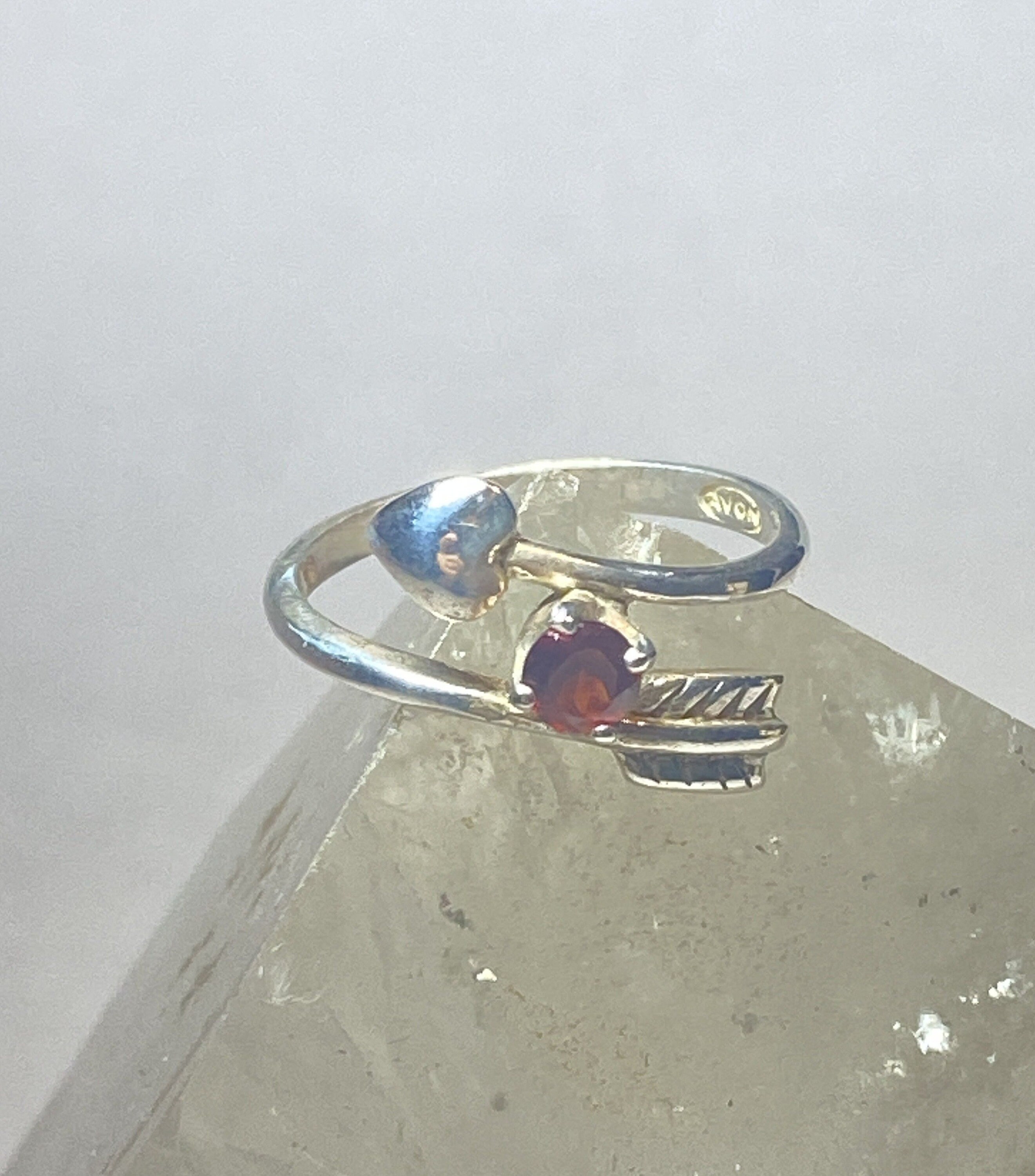 Sterling Silver Simulated Garnet Heart Ring - Solid 925 Silver Love Band, Size 7 - View #7