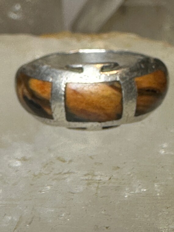 Petrified wood ring size 9 southwest band  sterli… - image 4