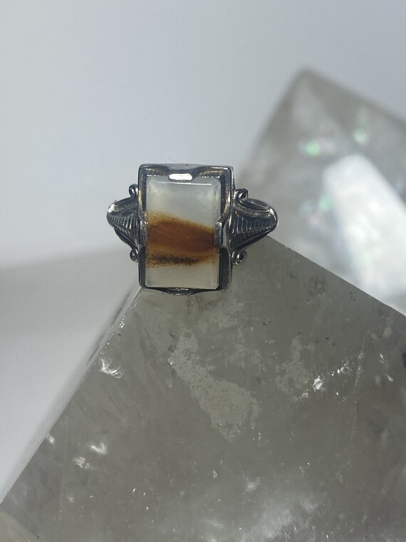 Agate ring Art Deco sterling silver women size 7.… - image 10