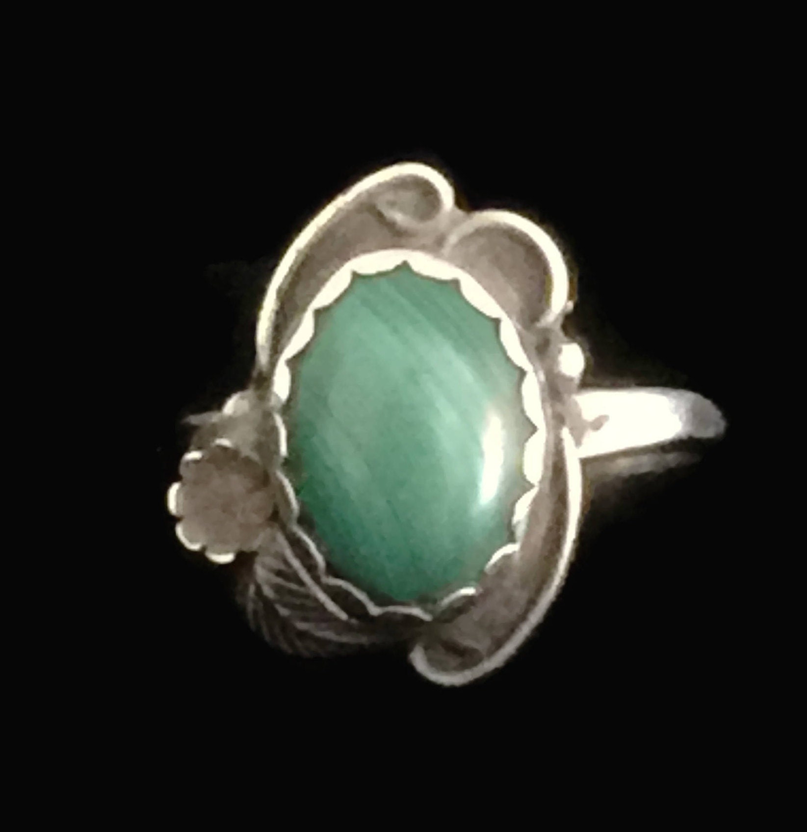 Malachite Ring Squash Blossom Ring Malachite Jewelry Woman Etsy UK