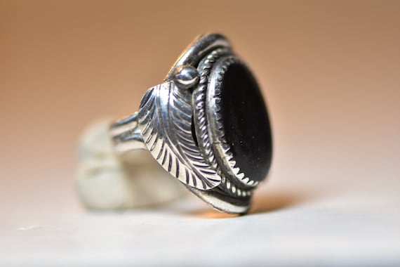 Onyx Ring Navajo Tribal Southwest Sterling Silver Women Size 6 - Etsy