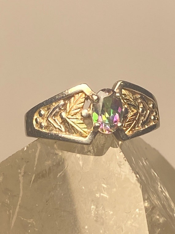 Mystic Topaz ring leaves black hills gold sterlin… - image 6