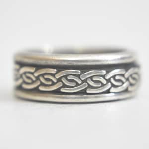 Spinner ring rope band sterling silver biker men thumb  women Size  7.25