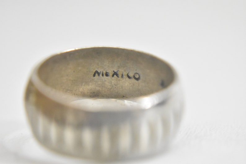 Wedding ring geometric thumb band sterling silver men Mexico Size 12.75